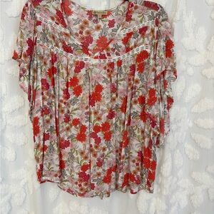 Democracy Floral Blouse - Red and White
